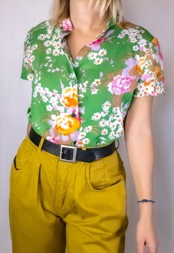 Green floral shirt