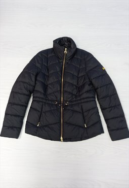 Quilted Jacket Puffer Black Zip Up 