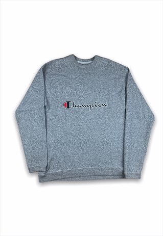 CHAMPION VINTAGE Y2K GREY SPELL OUT SWEATSHIRT