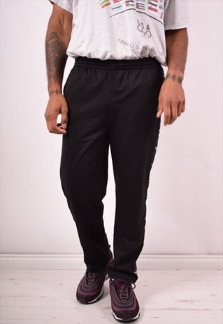 DIADORA MENS VINTAGE TRACKSUIT TROUSERS SMALL BLACK 90S