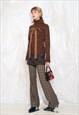 VINTAGE Y2K KNIT JUMPER IN BROWN W REWORKED KNITTED BOW