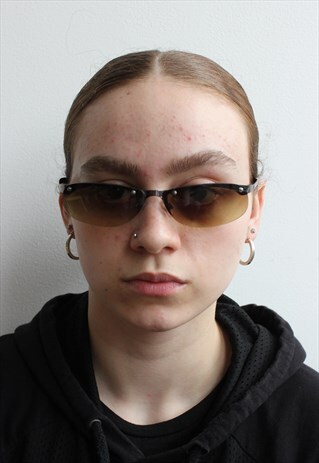 VINTAGE BROWN GREEN OMBRE Y2K STYLE SUNGLASSES