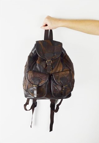 BROWN LEATHER RUCKSACK / BACKPACK BAG