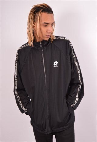 VINTAGE LOTTO TRACKSUIT TOP JACKET BLACK