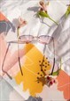 PINK BLUE GRADIENT GEM CUT RIMLESS CAT EYE SUNGLASSES