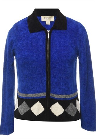 VINTAGE PETITES BLUE CARDIGAN - S