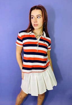 Vintage 90s Lacoste Embroidered Striped Polo Shirt 