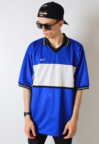 VINTAGE 90S BLUE COLOUR BLOCK NIKE SPORTS SHIRT