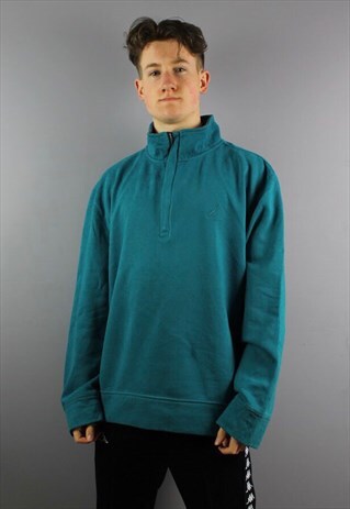 VINTAGE NAUTICA 1/4 ZIP SWEATSHIRT IN BLUE WITH EMBROIDERED
