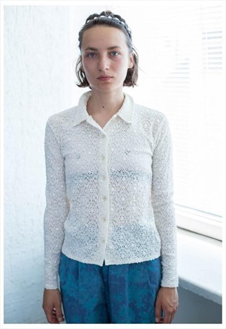 VINTAGE 80'S CREAM LACE SHIRT