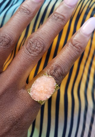 ORANGE SEMI PRECIOUS STONE GOLD STATEMENT RING