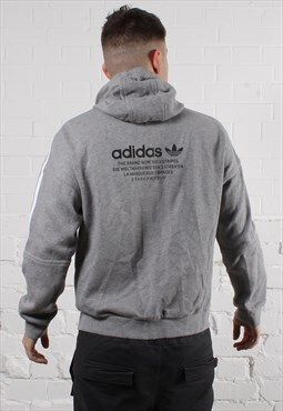 Vintage Adidas Originals Hoodie in Grey with Logo Large