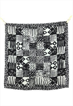 Vintage 90s Scarf Funky Chic Black & White Abstract Bandana
