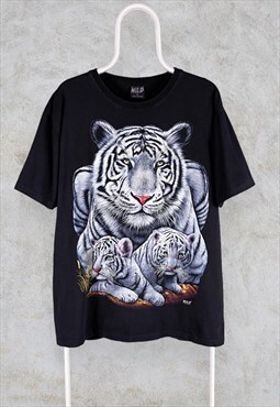 Vintage Tiger T Shirt Wild Animal Large