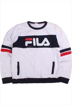 Vintage  Fila Sweatshirt Spellout Crewneck White Small