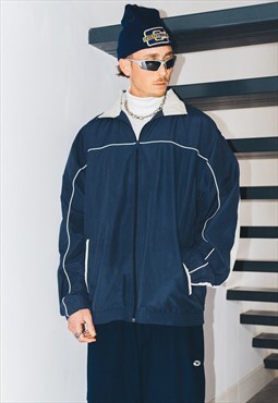 Vintage 90s Oversize Navy Blue Relaxed Track Suit Jacket