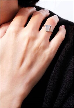 Half Triangle Ring Women Sterling Silver Ring