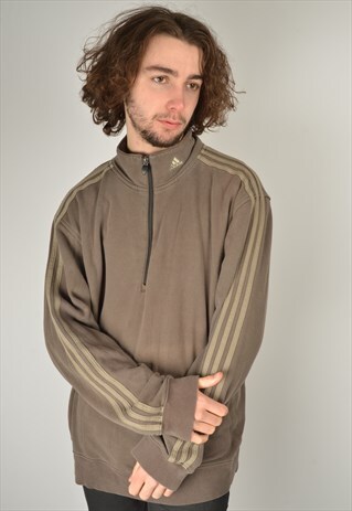 VINTAGE ADIDAS 1/4 ZIP SWEATSHIRT BROWN