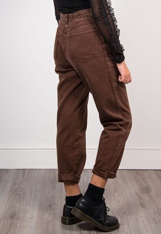 VINTAGE 90'S BROWN DENIM HIGH WAIST MOM JEANS