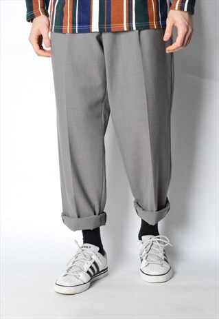 VINTAGE 90S GREY MINIMALIST WOOL BLEND PANTS
