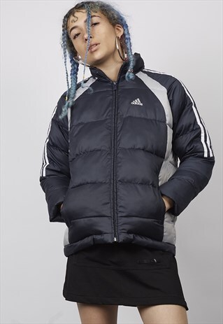 VINTAGE 90'S ADIDAS NAVY/SILVER PUFFER JACKET
