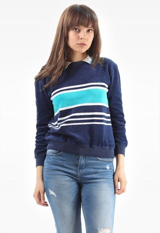 VINTAGE 80S STRIPED TOP TERRY CLOTH