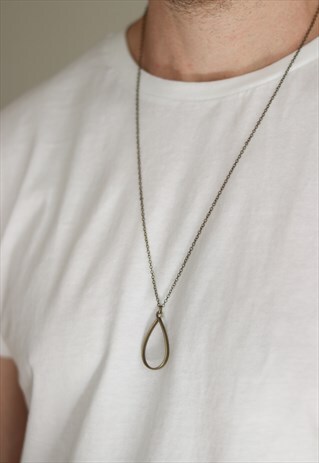 TEAR DROP CHAIN NECKLACE FOR MEN BRONZE MINIMALIST PENDANT