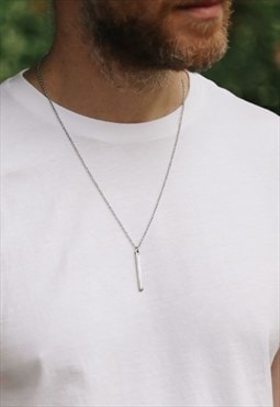 Bar chain necklace for men silver bar pendant gift for him