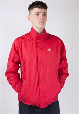 VINTAGE 90S ADIDAS RED RAIN JACKET