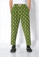 Vintage Unisex Black Lime Green Abstract Surf Athletic Pants