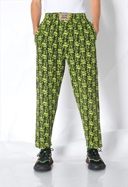 Vintage Unisex Black Lime Green Abstract Surf Athletic Pants