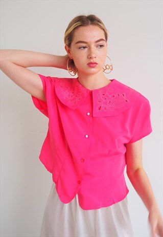 VINTAGE OVERSIZED COLLAR BLOUSE