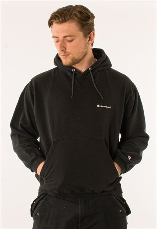 VINTAGE BLACK CHAMPION HOODIE PULLOVER