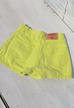 Vintage green denim jeans high waist shorts.size 16A 164cm