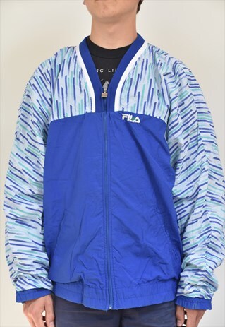 VINTAGE 80S FILA BOMBER JACKET TRACKSUIT TOP BLUE