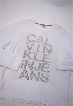 Vintage 90s Calvin Klein White Logo Graphic Sweatshirt