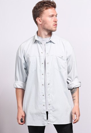 VINTAGE CORDUROY CORD SHIRT WHITE