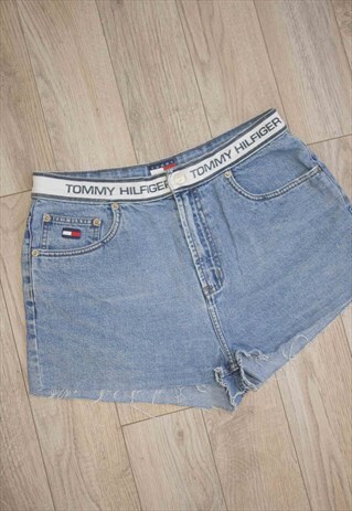 VINTAGE TOMMY HILFIGER REWORKED DENIM SHORTS LOGO 90S X 10.2