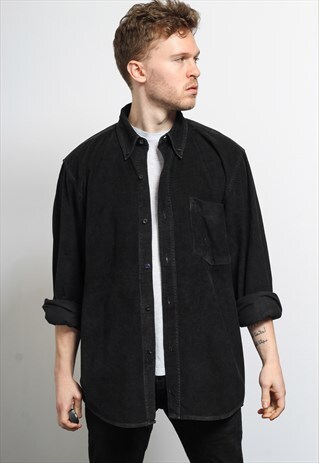 VINTAGE CORDUROY CORD SHIRT BLACK