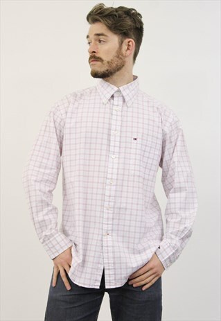 VINTAGE RED AND WHITE CHECKED TOMMY HILFIGER SHIRT