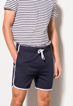 54 Floral Retro Vintage Jogger Shorts - Navy Blue