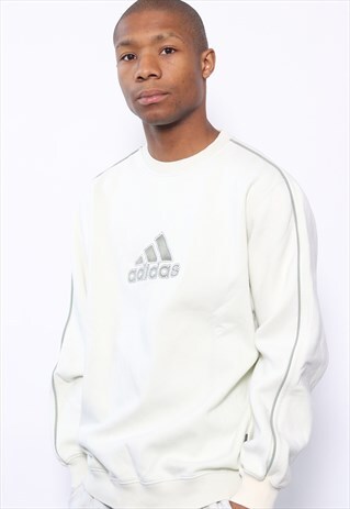 VINTAGE ADIDAS BIG SPELL OUT LOGO SWEATSHIRT CREAM