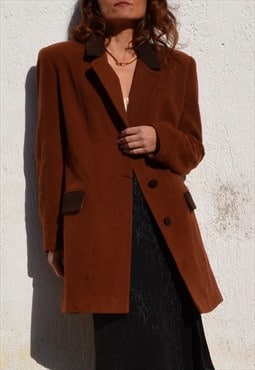 Brown wool blend 90s stock coat,with defect