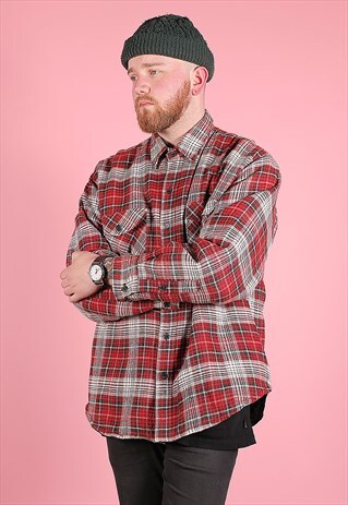 VINTAGE RED LUMBERJACK LINED CHECK SHIRT /R5089