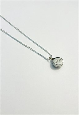 Dior Circle Bow Tie Silver Plated Pendant on Chain/Necklace