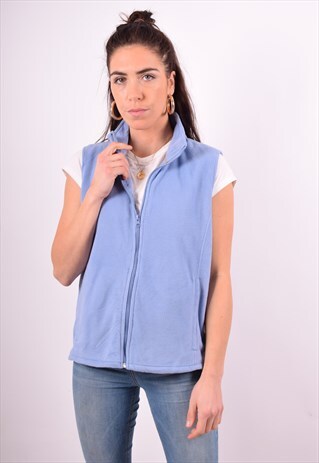 WOOLRICH WOMENS VINTAGE FLEECE GILET MEDIUM BLUE 90'S