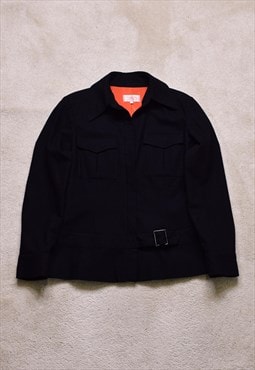 Women's Vintage 90s Black Wool Military Jacket