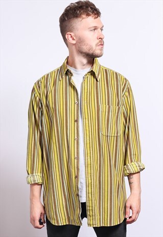 VINTAGE CORDUROY CORD STRIPED SHIRT