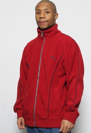 VINTAGE PUMA FULL ZIP FLEECE RED