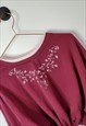 VINTAGE 90S REWORKED FLORAL CROP SWEATSHIRT PINK